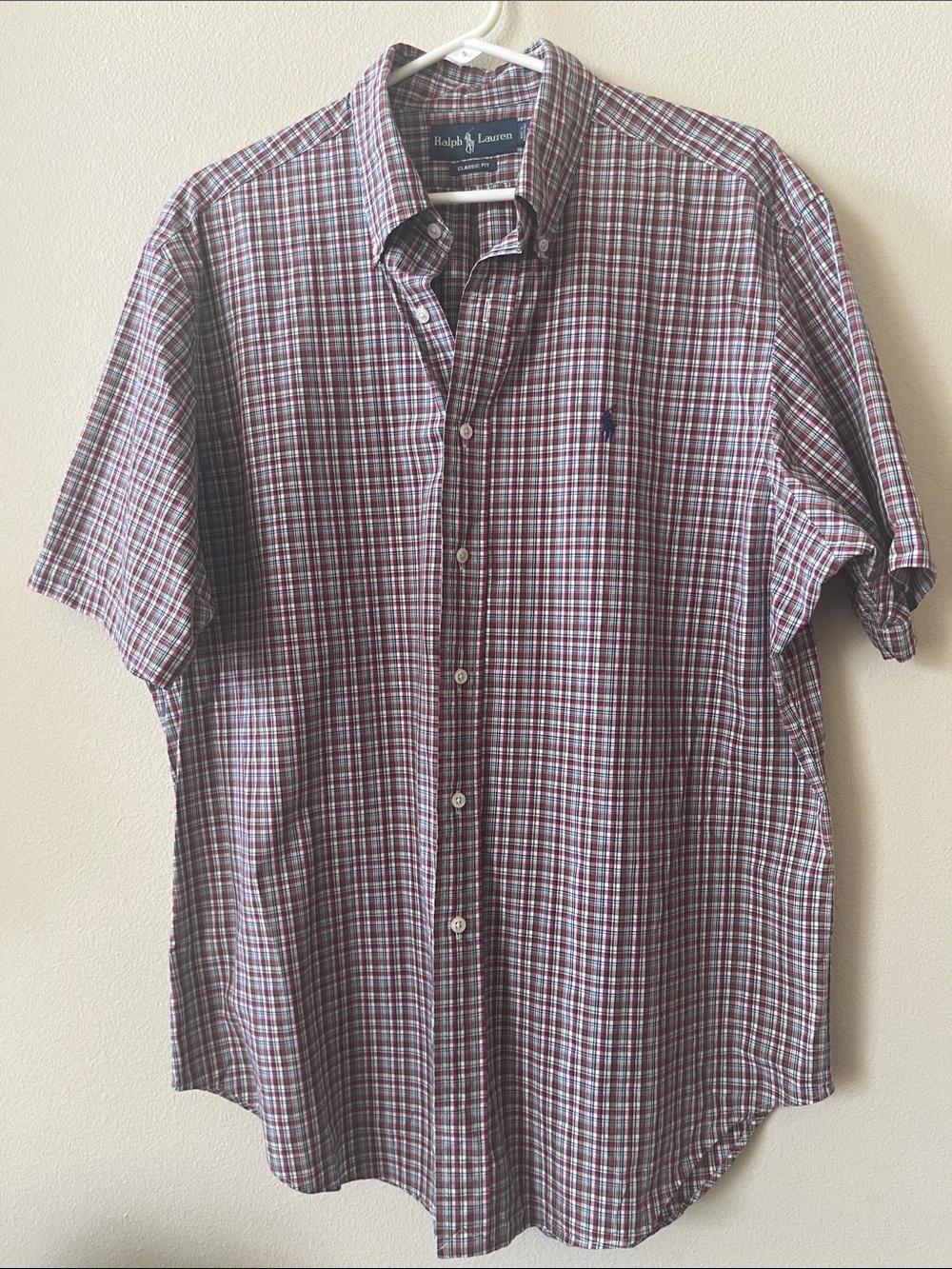 XL Ralph Lauren Red Navy Green Plaid Button-Down Shirt 90s quality mens buttonup - Picture 7 of 10